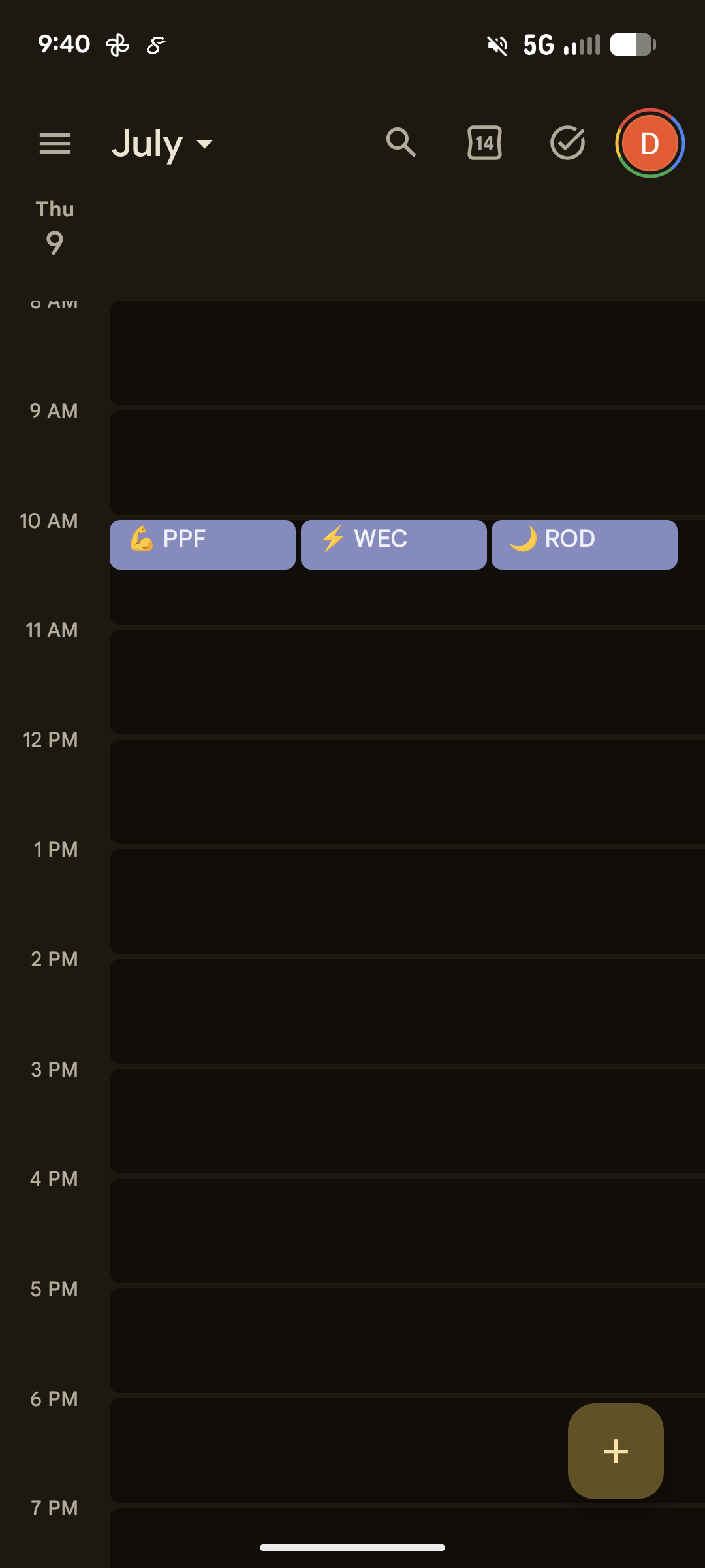 Google Calendar day view